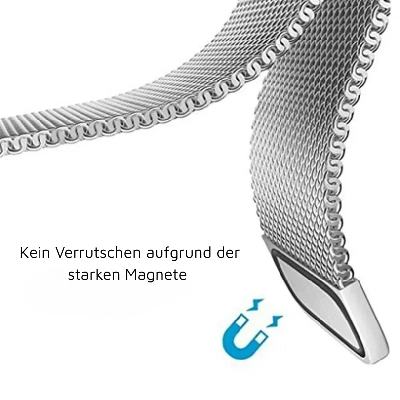 Milanaise-Uhrenarmband aus Edelstahl mit Magnetverschluss