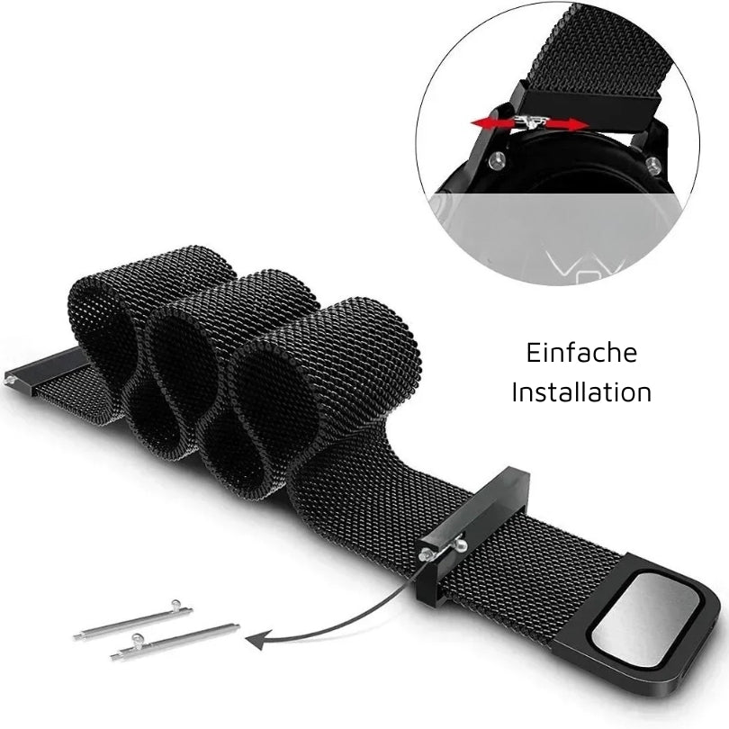 Milanaise-Uhrenarmband aus Edelstahl mit Magnetverschluss